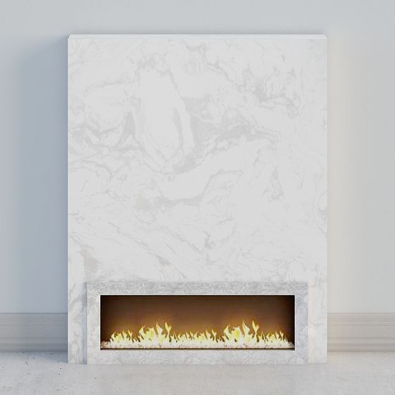 Elegant Marble Fireplace 3D model for Modern Interiors
