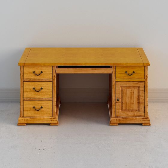 Orange and Brown Desk 3D Model
