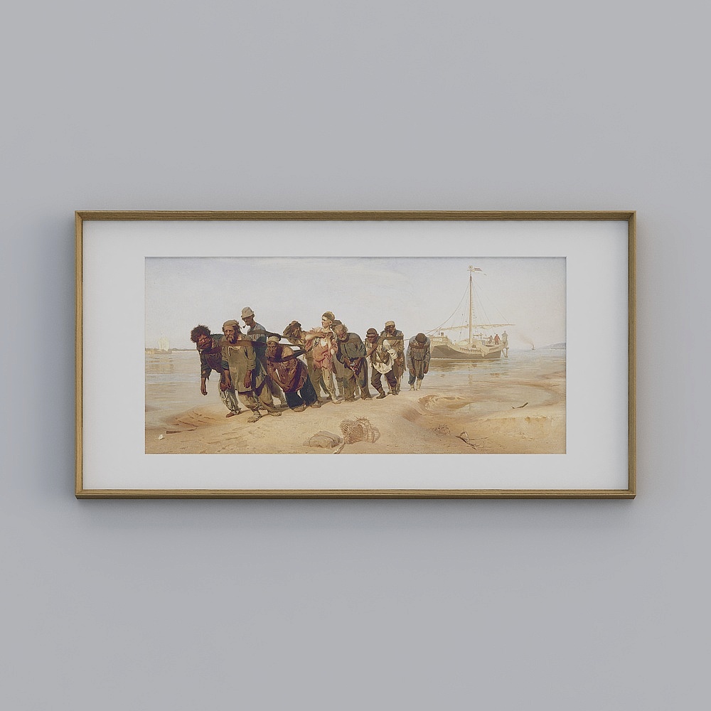 Kibaki Modern single horizontal brown word frame on the Volga River on the fibromy 72x142cm character realistic