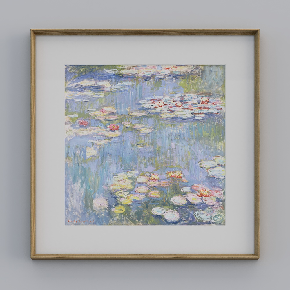 Surreal Low-Poly Monet Water Lilies 3D Model
