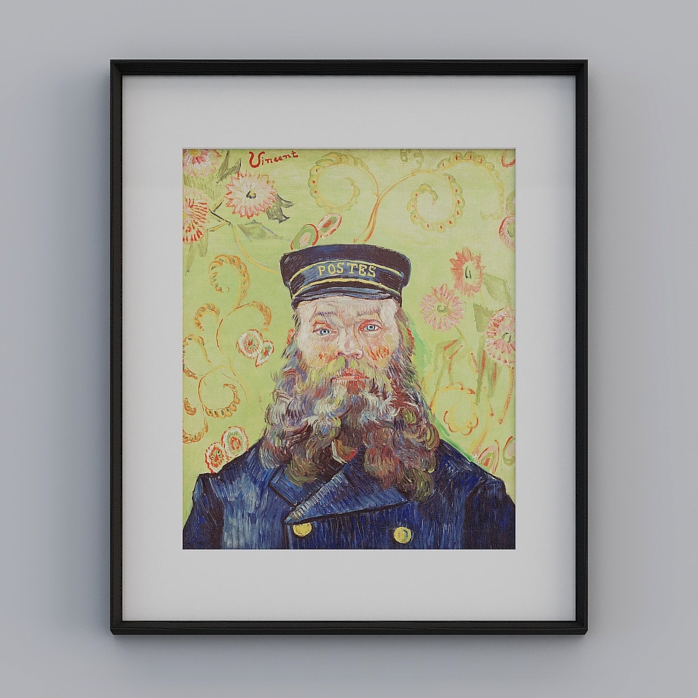 Postino Moderno Verticale Singolo Nero Kibaki con Persona Postino 77x92cm