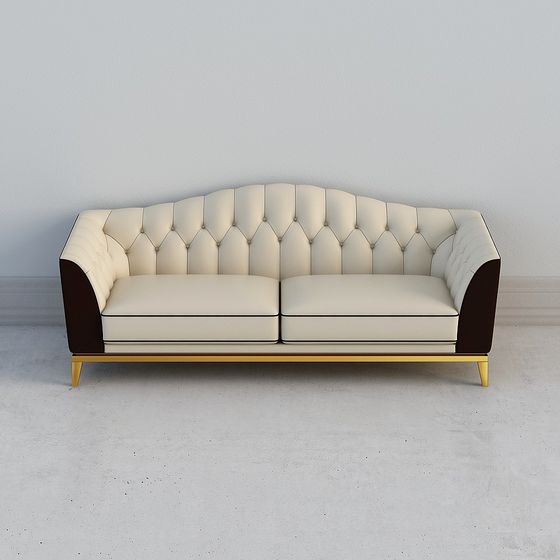 Elegant Low-Polygon Luxury Sofa 3D model