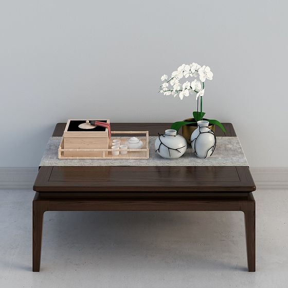 Elegant Tea Table 3D model for Modern Oriental Aesthetics