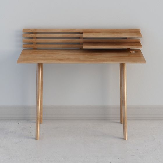 Wooden Office Desk 3D model