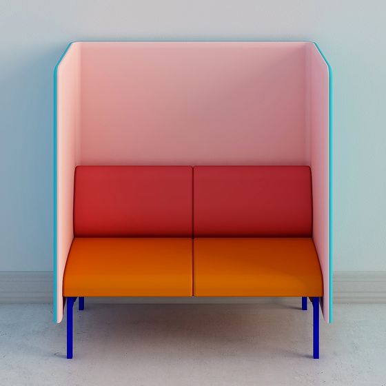 Red I-Shape Sofa 3D Model for Modern Living Rooms