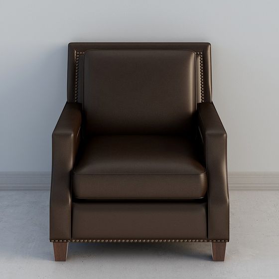 Single Black Leather Sofa 3D Model for Modern Living Rooms