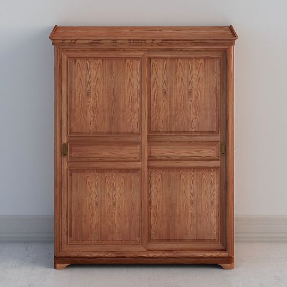 Elegant Vintage Wooden Wardrobe 3D model