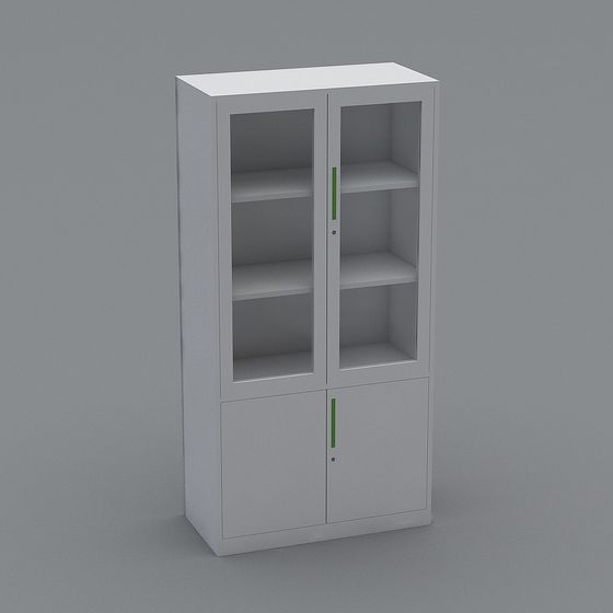 Stylish Low-Poly Gray Bookshelf 3D model