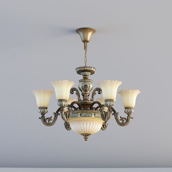 Elegant Low-Polygon Chandelier 3D Model