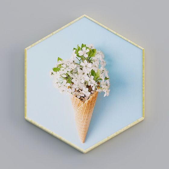Charming Floral Ice Cream Cone 3D model