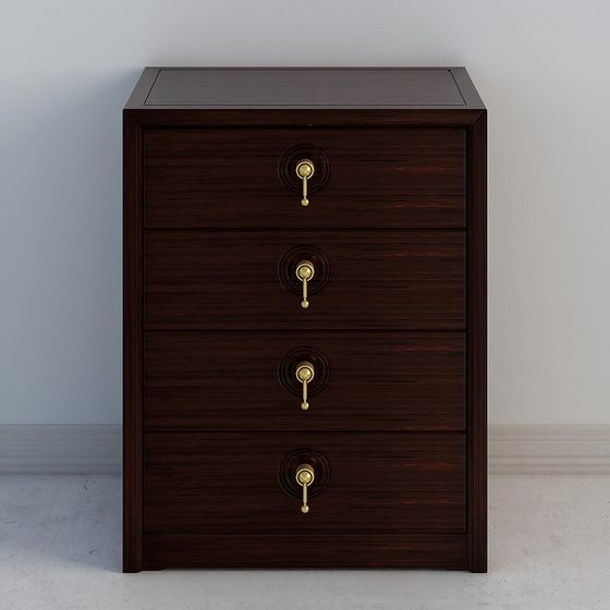 Elegant Vintage Style Nightstand 3D Model