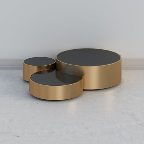 Golden Round Table Set 3D model