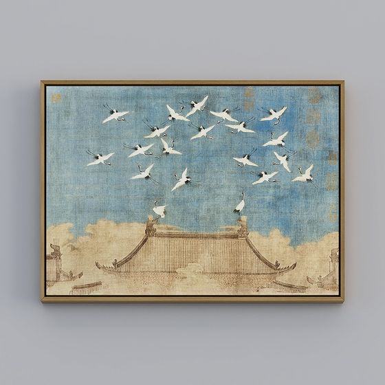 Crane Dance Skyline 3D model for Artistic Projects