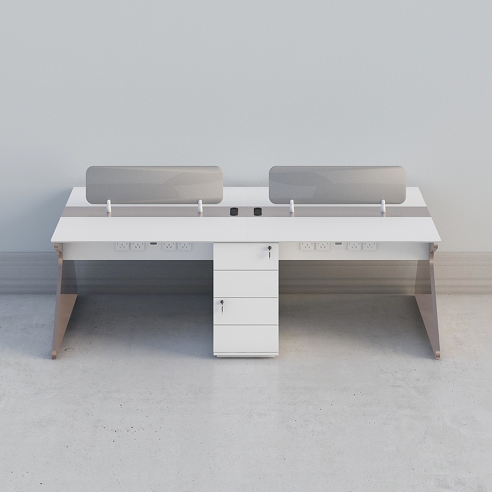 Minimalist Double Office Desk 3D model