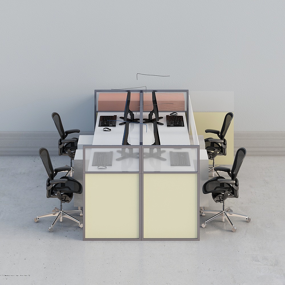 โต๊ะทำงานสำหรับ 4 ที่นั่ง แบบรวม