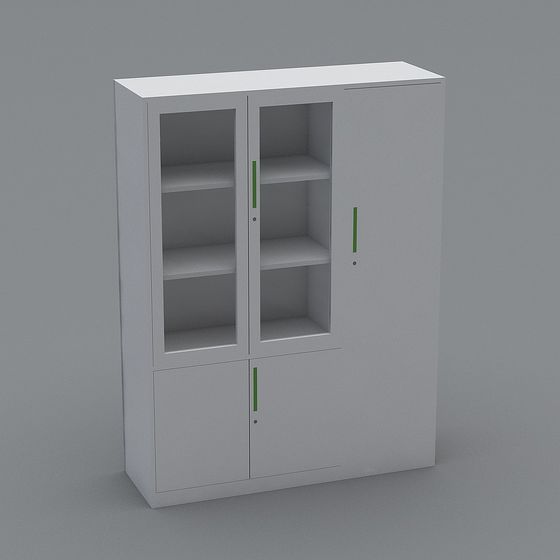 Low Poly Glass Door Storage Cabinet 3D model