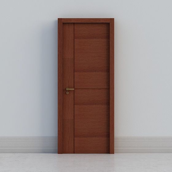 Elegant Low-Poly Wooden Door 3D model for Interiors