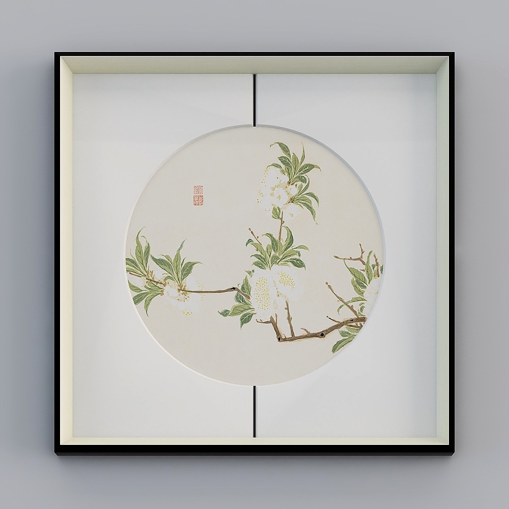 Baxter good medium-stitch paper painting single-link Xuanguan living room silver black 65x65cm pen flower bird bwclz-yf-bpp-3