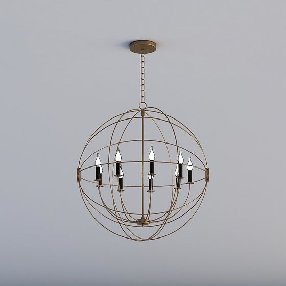 Elegant Low-Poly Chandelier 3D model