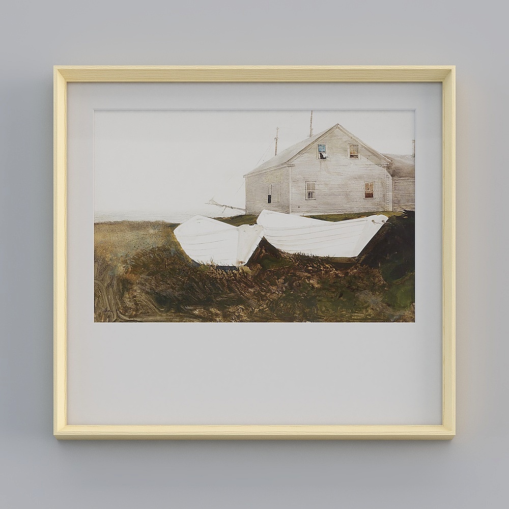 A white house by the sea in the 57x62 cm log-colored living room of Kibei Modern