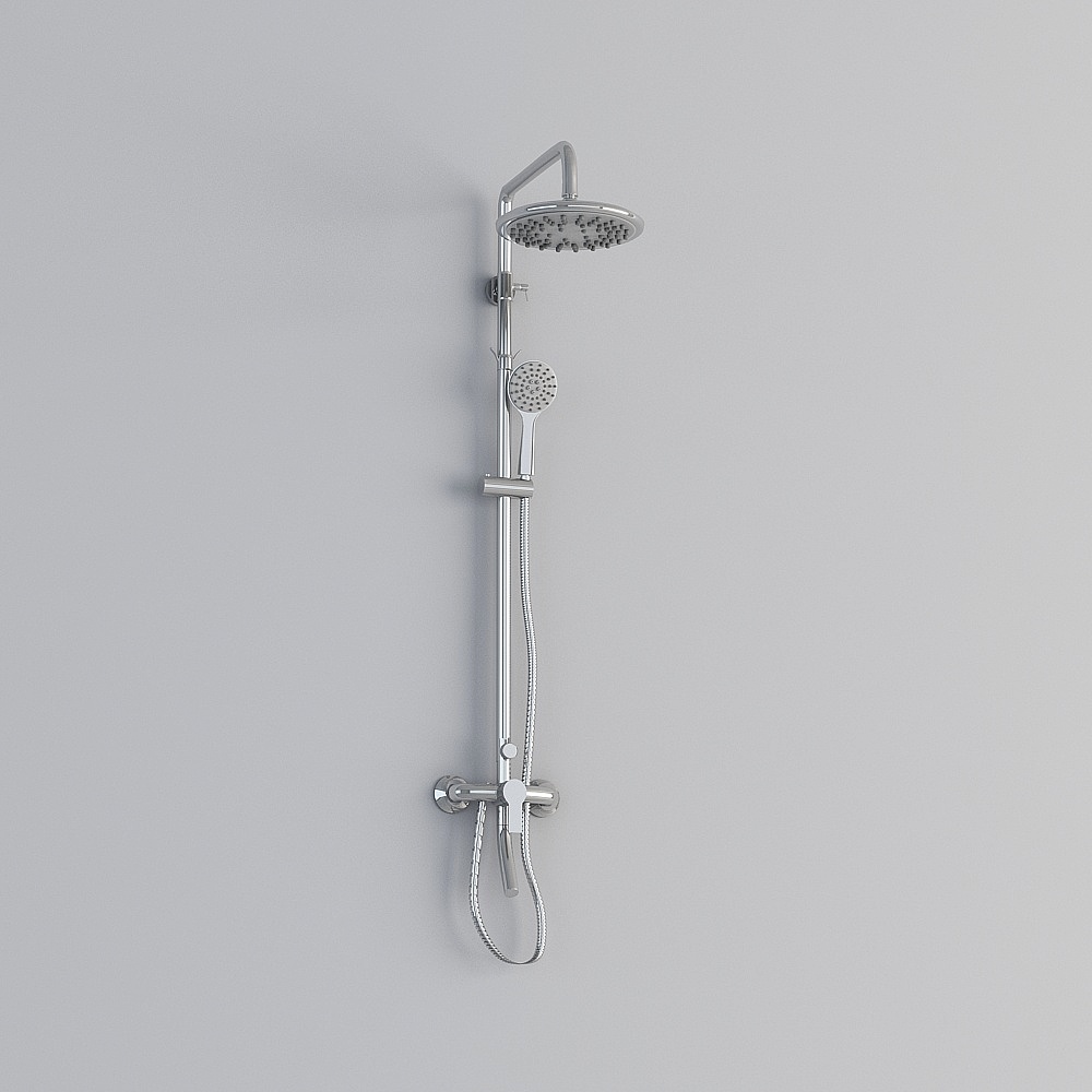 Elegant Low-Poly Shower System 3D model for Contemporary Spaces