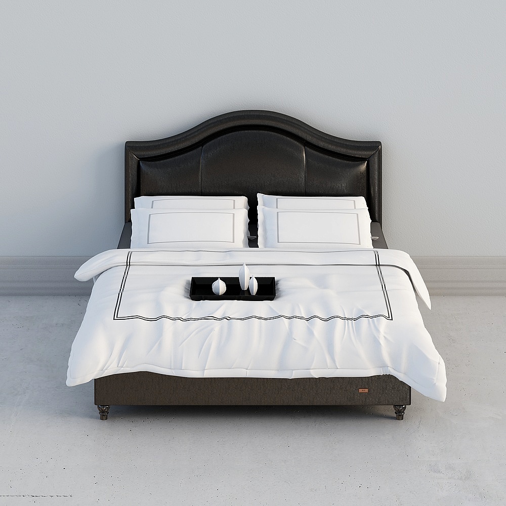 Elegant Contemporary Bed 3D Model for Modern Interiors