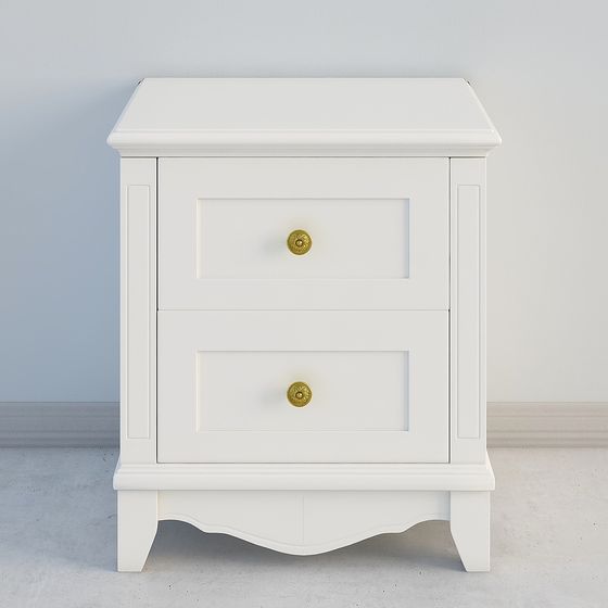 Elegant White Modern Nightstand 3D model