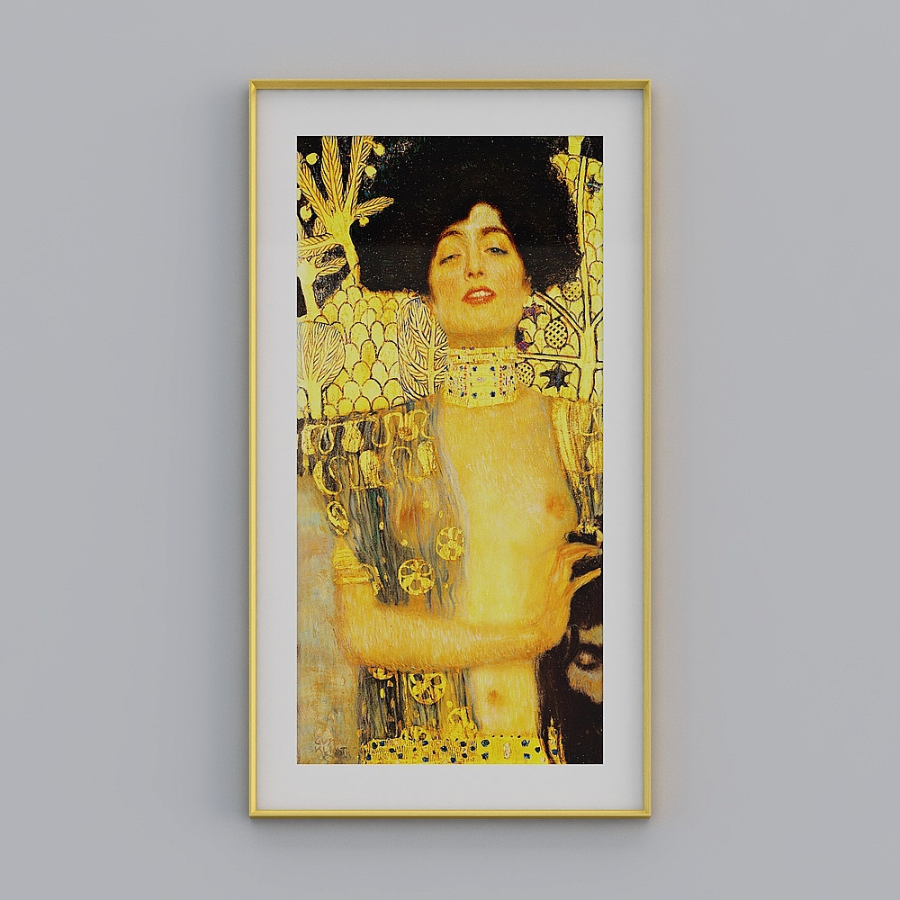 Kippoon 모던 싱글 세로형 골드 목재 프레임 클림트 쥬디스 102x187cm 캐릭터 twclz-yz-gg-lh-11