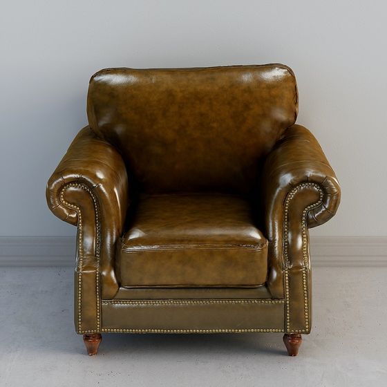 Stylish Vintage Leather Chair 3D model for Cozy Interiors
