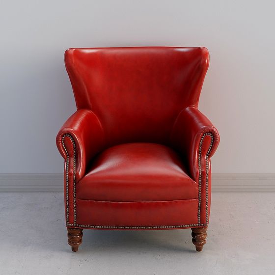 Vintage Red Leather Chair 3D model