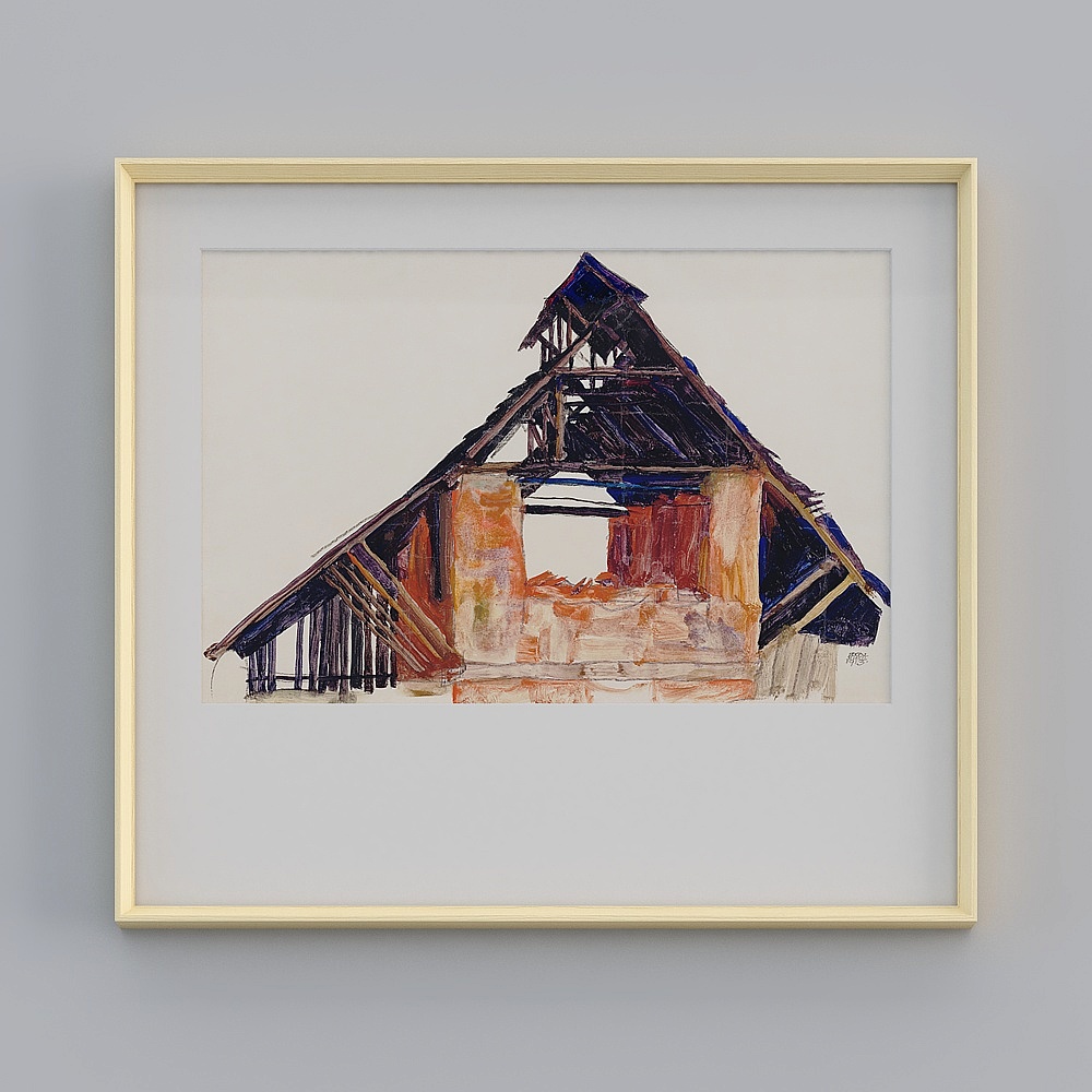 Kippoon modern single-sided wood-colored solid wood frame Schiller old gable 87x77cm building twclz-yz-gg-lh-15