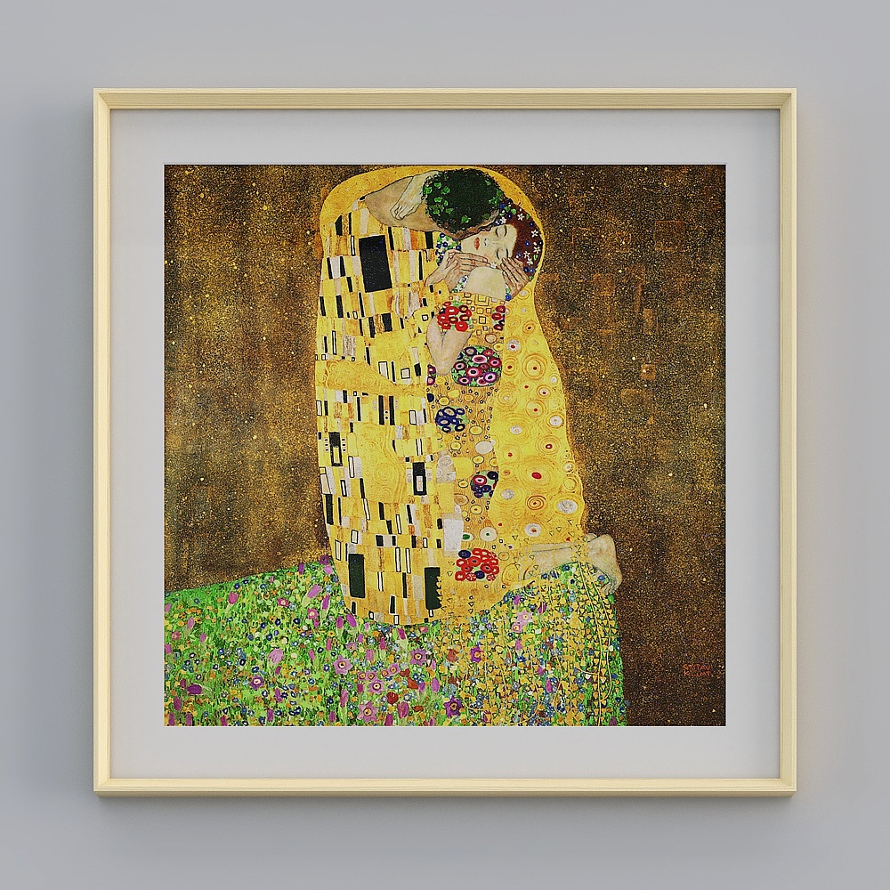 Kippoon modernes einseitiges Holzfarbensolides Holzrahmen Clerimt Kuss 87x87cm Charakter