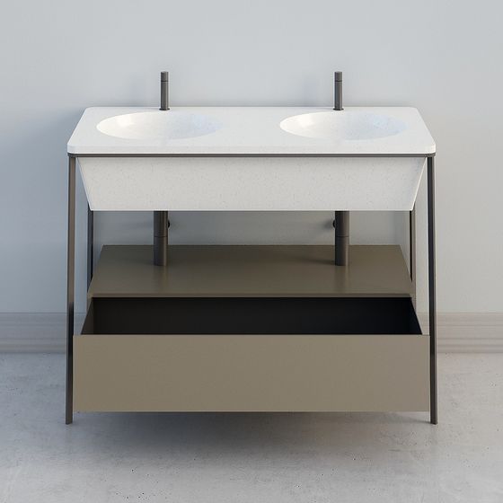 Modern Dual Sink Bathroom Vanity 3D model
