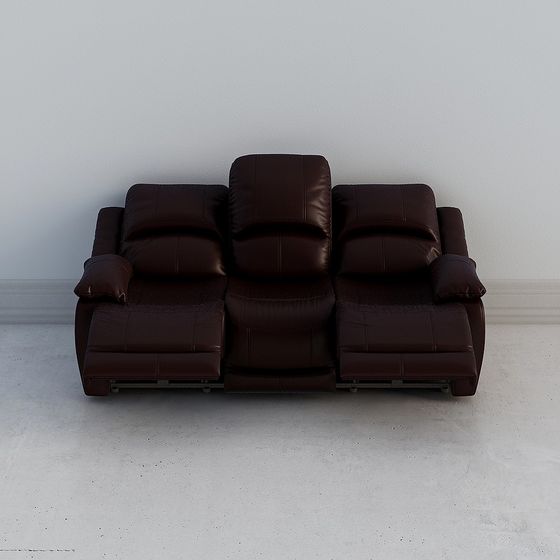 Elegant Low-Poly Leather Sofa 3D model