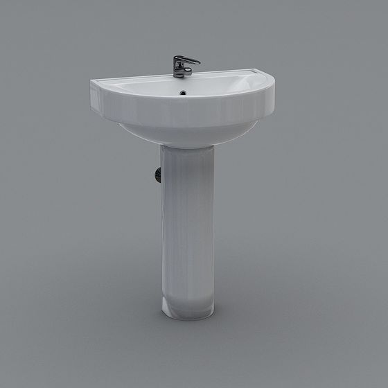 Semi-Cylindrical Floor Wash Basin 3D model
