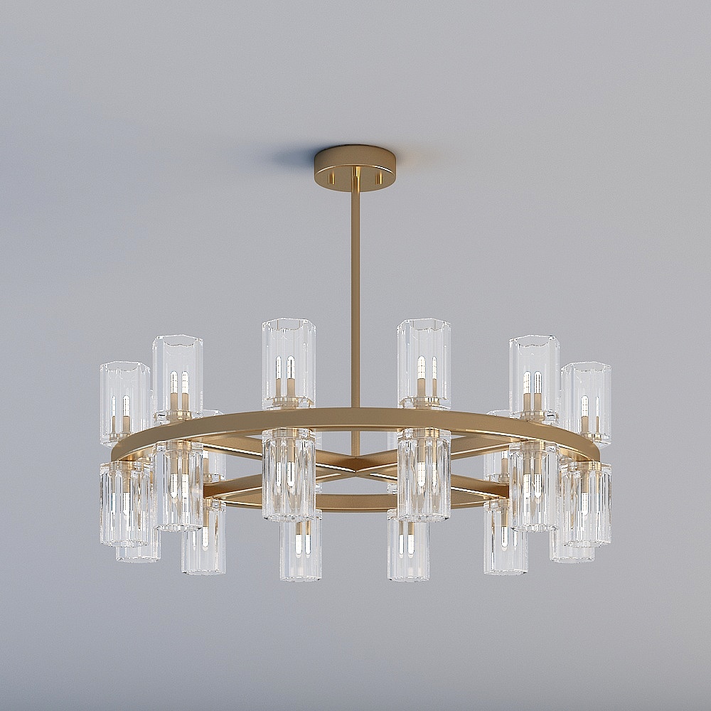 3D lights are all KB-Postmodern American Guest Restaurant Bedroom Full Copper Glass Chandelier-6029-24