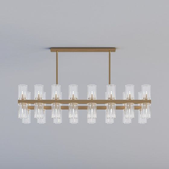Elegant Linear Chandelier 3D model for Modern Spaces
