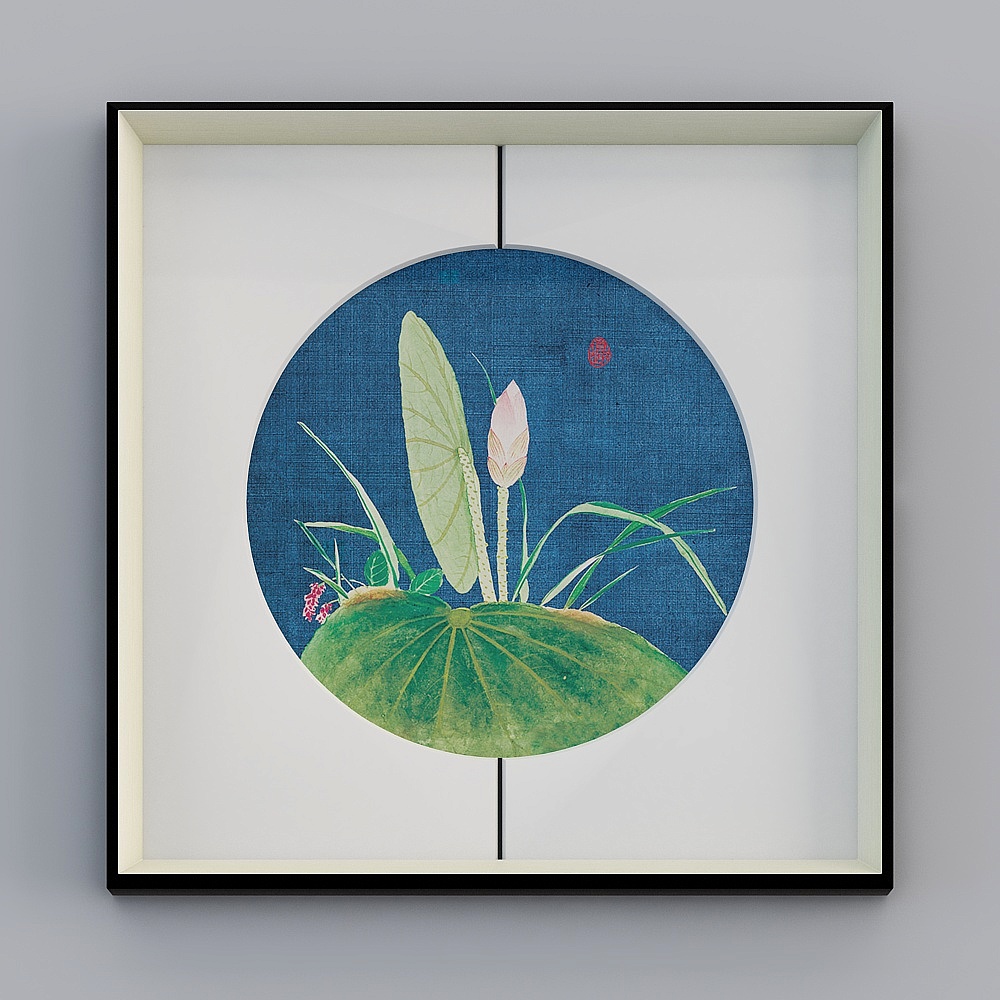 Baxter Buoni Nuovi Arte Murale Cinese Loto Soggiorno Incorniciato Argento Nero 65x65 cm Sfondo Scuro Loto bwclz-yf-bpp-7