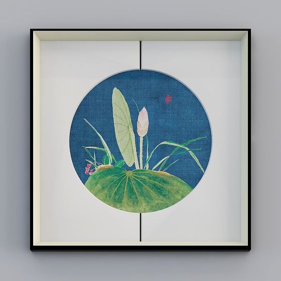 Baxter Buoni Nuovi Arte Murale Cinese Loto Soggiorno Incorniciato Argento Nero 65x65 cm Sfondo Scuro Loto bwclz-yf-bpp-7