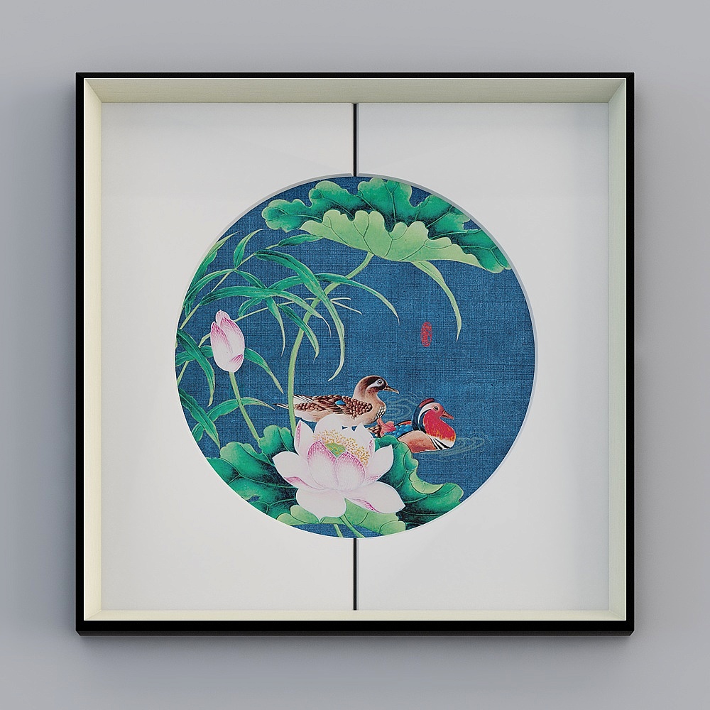 Baxter buon dipinto a loto incorniciato soggiorno cucito argento nero 65x65 cm sfondo scuro loto bwclz-yf-bpp-7