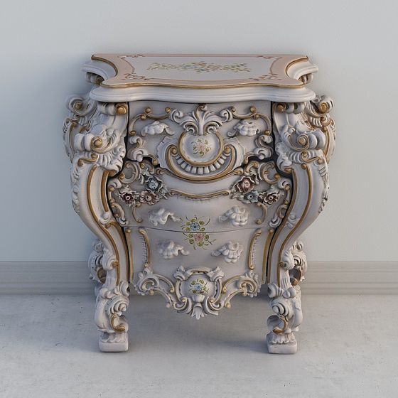 Rococo Style Nightstand 3D Model