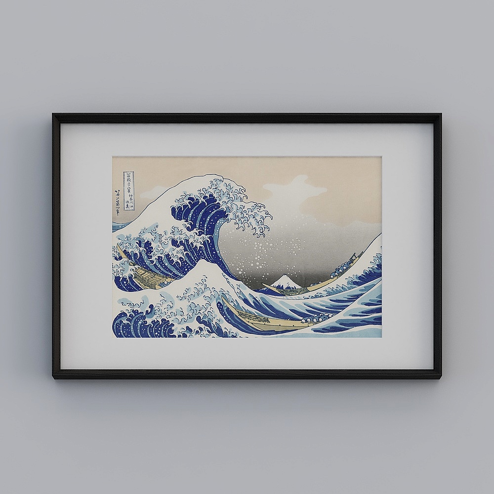 Cadre en bois massif moderne Kippoon avec impression paysage unique Kanagawa Surf 62x92cm twlpr-yz-gg-sk-3