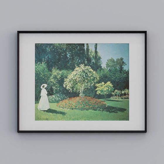 Low-Polygon 3D Model of Woman in Garden Inspired by Monet