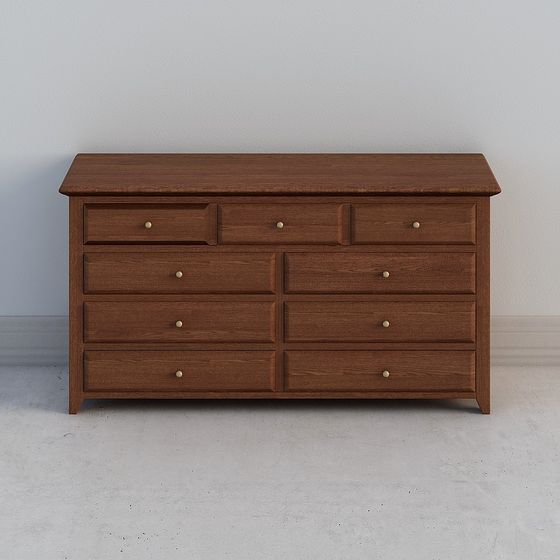 Elegant Low-Poly 6-Drawer Cabinet 3D Model