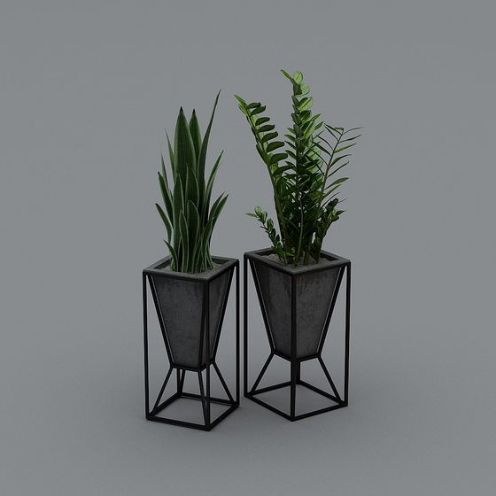 Stylish Low-Polygon Plant Pot 3D Model for Interiors