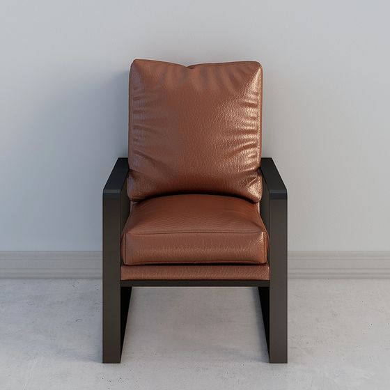 Vintage-Inspired Leather Armchair 3D model