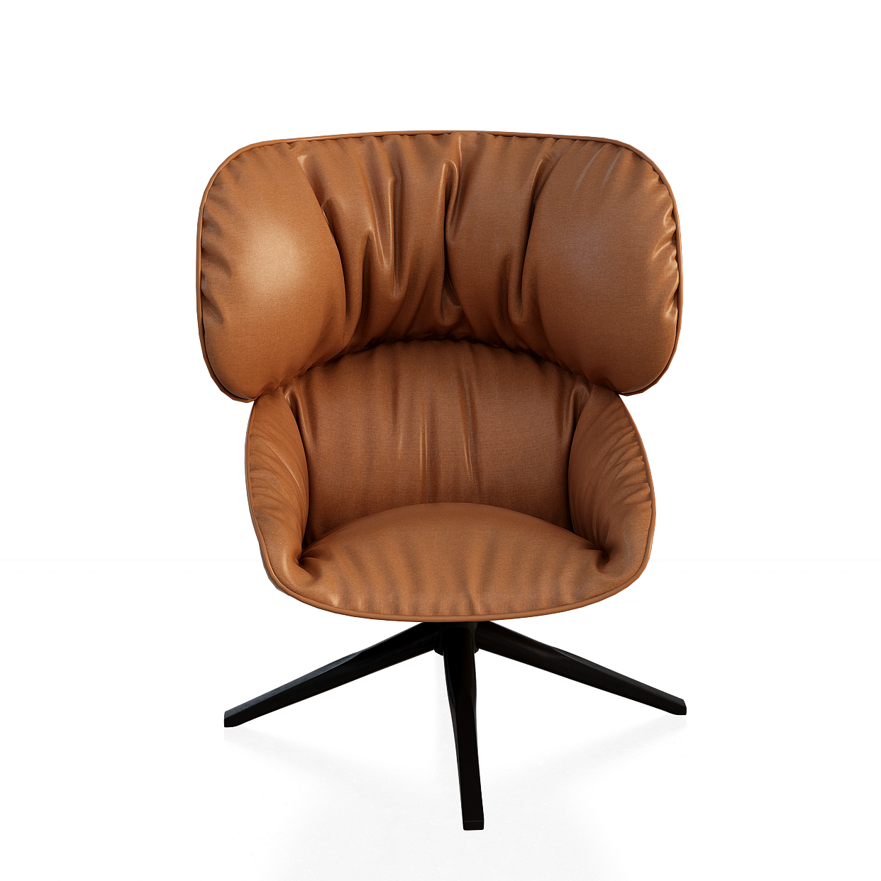 Cozy Nest Chair 3D Model – Leather and Metal Design