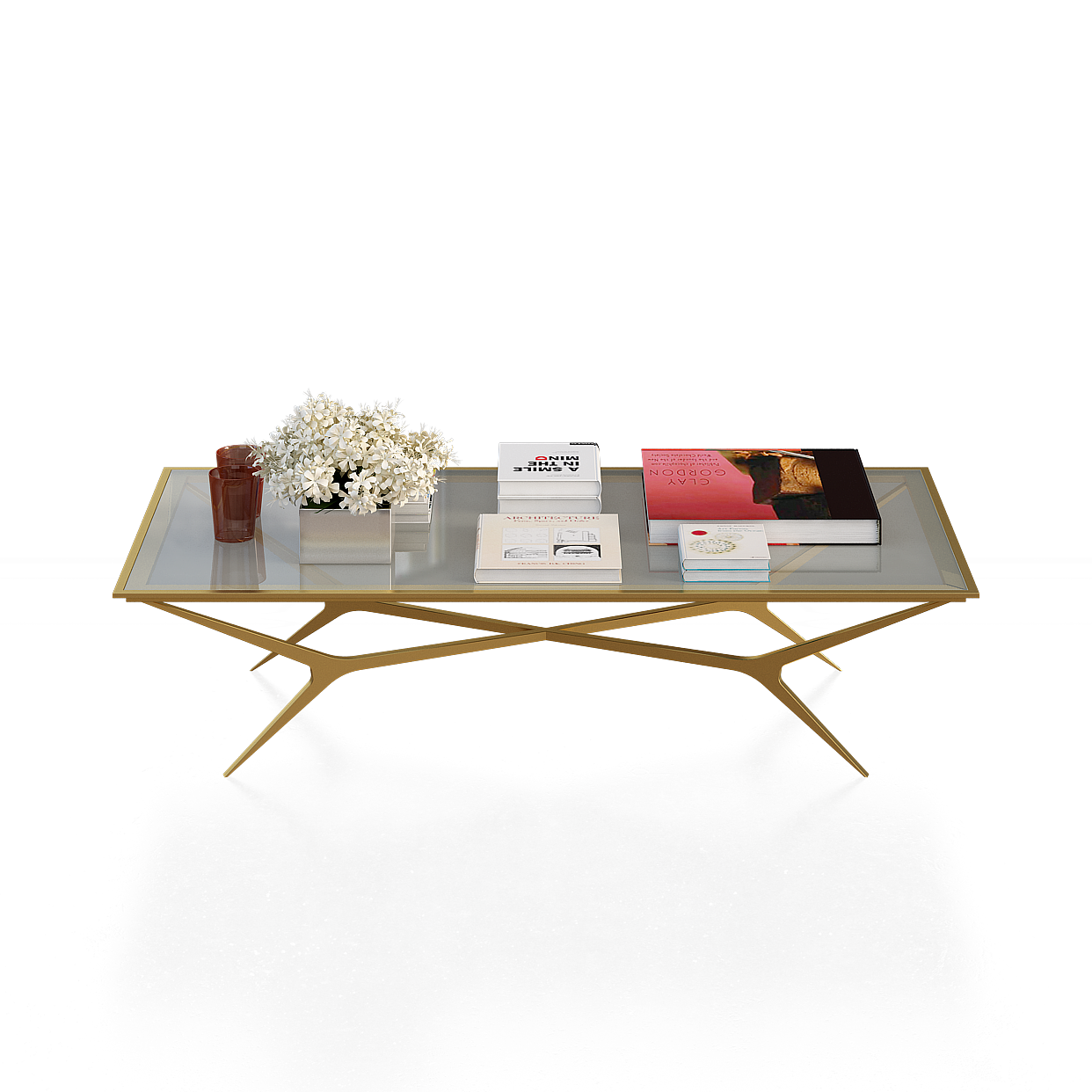 Glass Gold Leg Coffee Table 3D Model – Elegant Glass & Metal