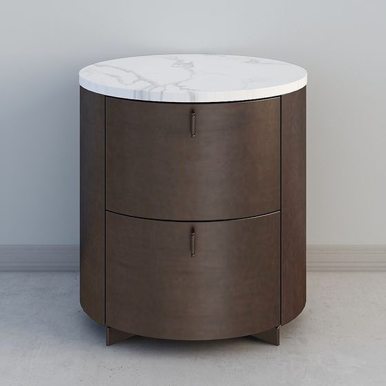 Elegant Round Nightstand 3D model