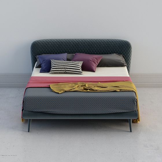 Stylish Low-Poly Bed 3D model for Modern Interiors